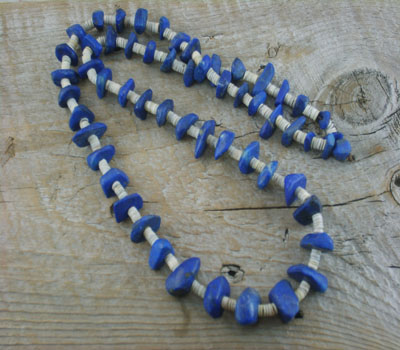 Lapis and Grey Oyster Shell Necklace